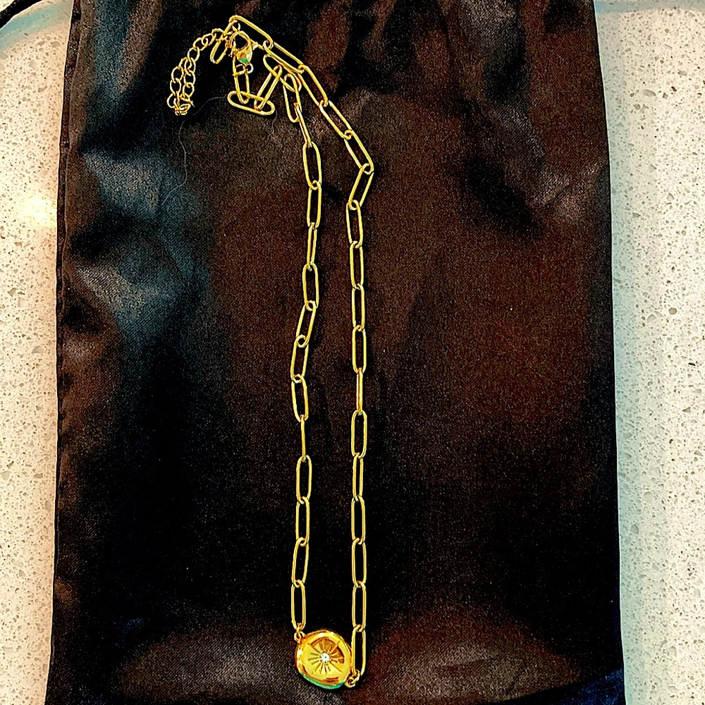 Costume Gold Necklace with faux diamond inlay